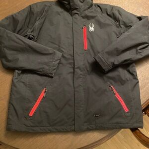 Spyder Black Ski Jacket with Red Zippers